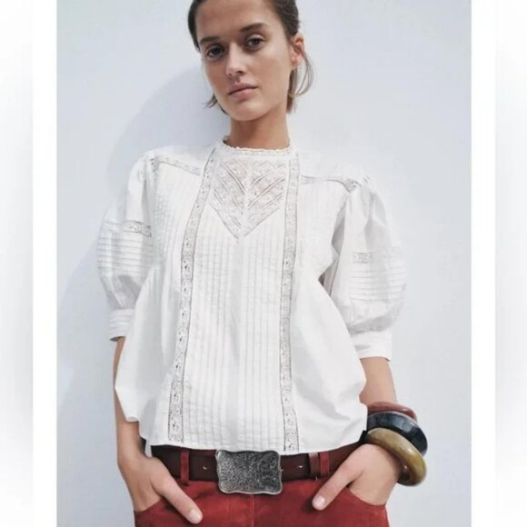 ZARA ZW COLLECTION LACE BLOUSE - Picture 2 of 6